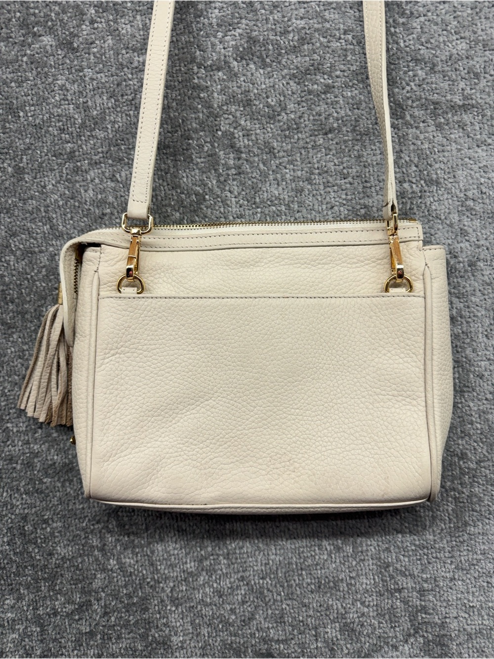 Gigi New York Crossbody Bag Leather Purse Black Ivory Tassel Haircalf Spotted - Picture 10 of 15